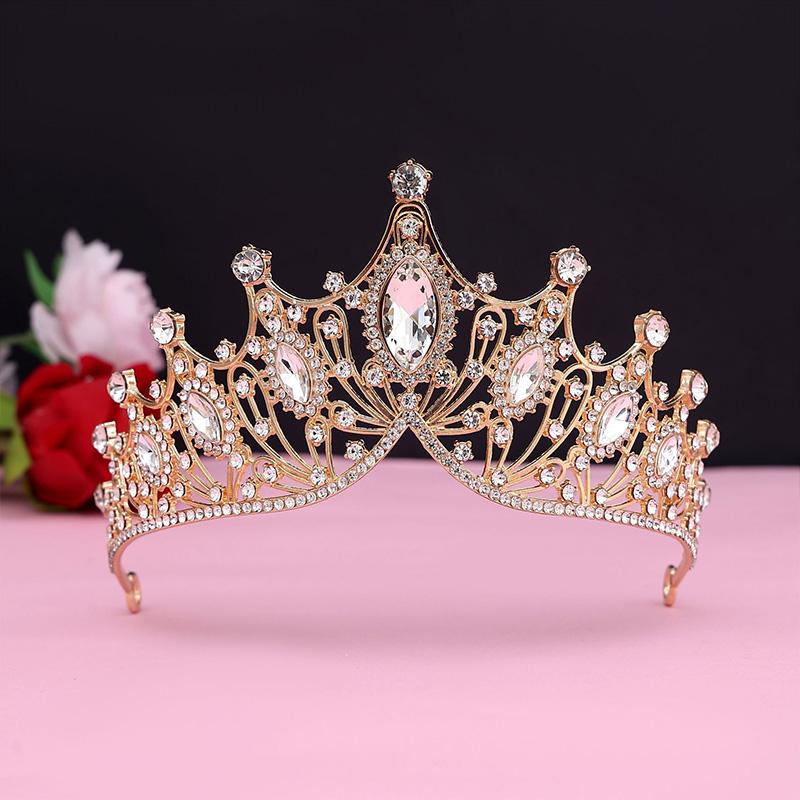 

Hair Dress Jewelry Vintage Headwear Baroque Princess Queen Elegant Rhinestone For Wedding Tiara Crown Hair Accessories A белый