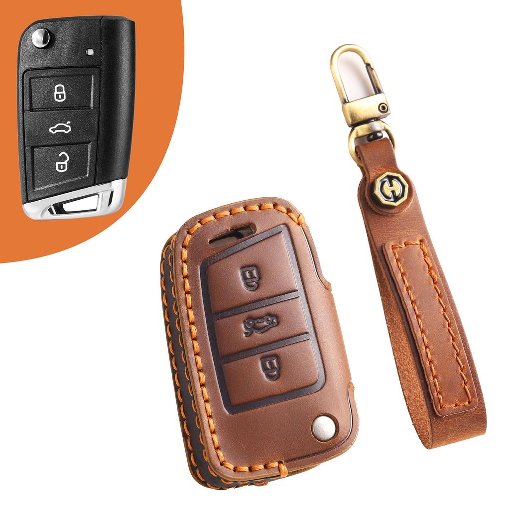 Volkswagen Key Cover: Leather Folding Case for Tiguan, Lavida, Sagitar, Bora (2017)