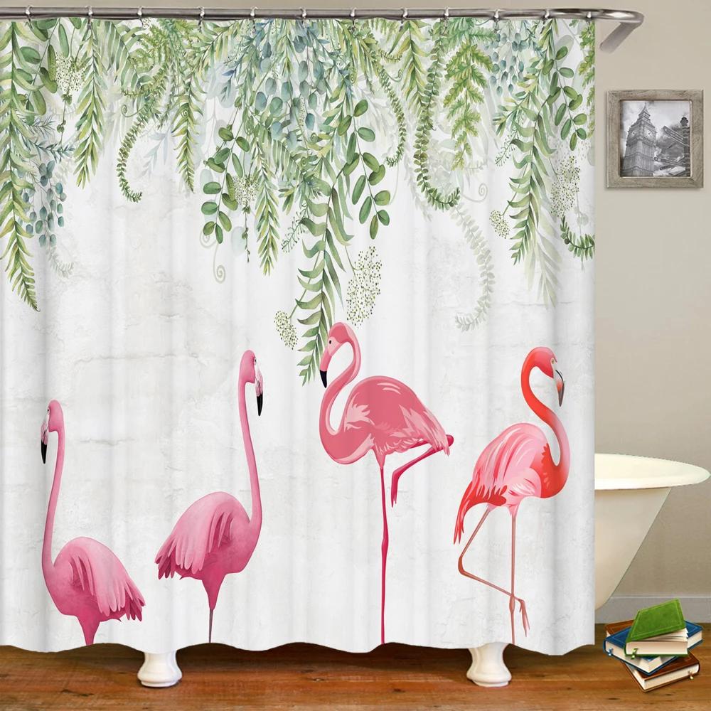 Modern style Shower Curtain 3D Tropical Plant leaves Printed Fabric Bathroom Curtains Home Bathtub Decor Curtain with Hooks