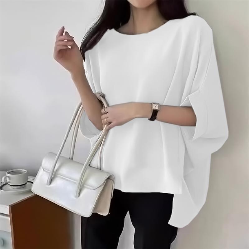 ZANZEA Women Casual Round Neck Batwing Loose Half Sleeve Blouse