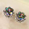 Exquisite Female Earrings Sterling Silver Round Colorful Zircon Flower Earrings for Women Gift Pendientes Oorbellen