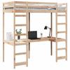 Loft Bed Frame Natural 75 X 190 Cm Solid Pine Wood