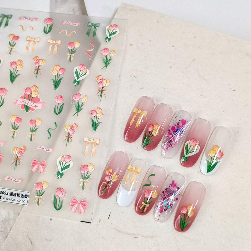 

Manicure Ornaments Flower Nail Stickers Nail Accessories Tulip Nail Decals Sweet Girls