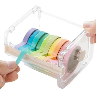 Tragbarer transparenter Wimpernbandschneider aus Acryl, bunter Cutter, medizinische PE-Bänder, selbstklebender rotierender Bandhalter, Wimpernwerkzeuge