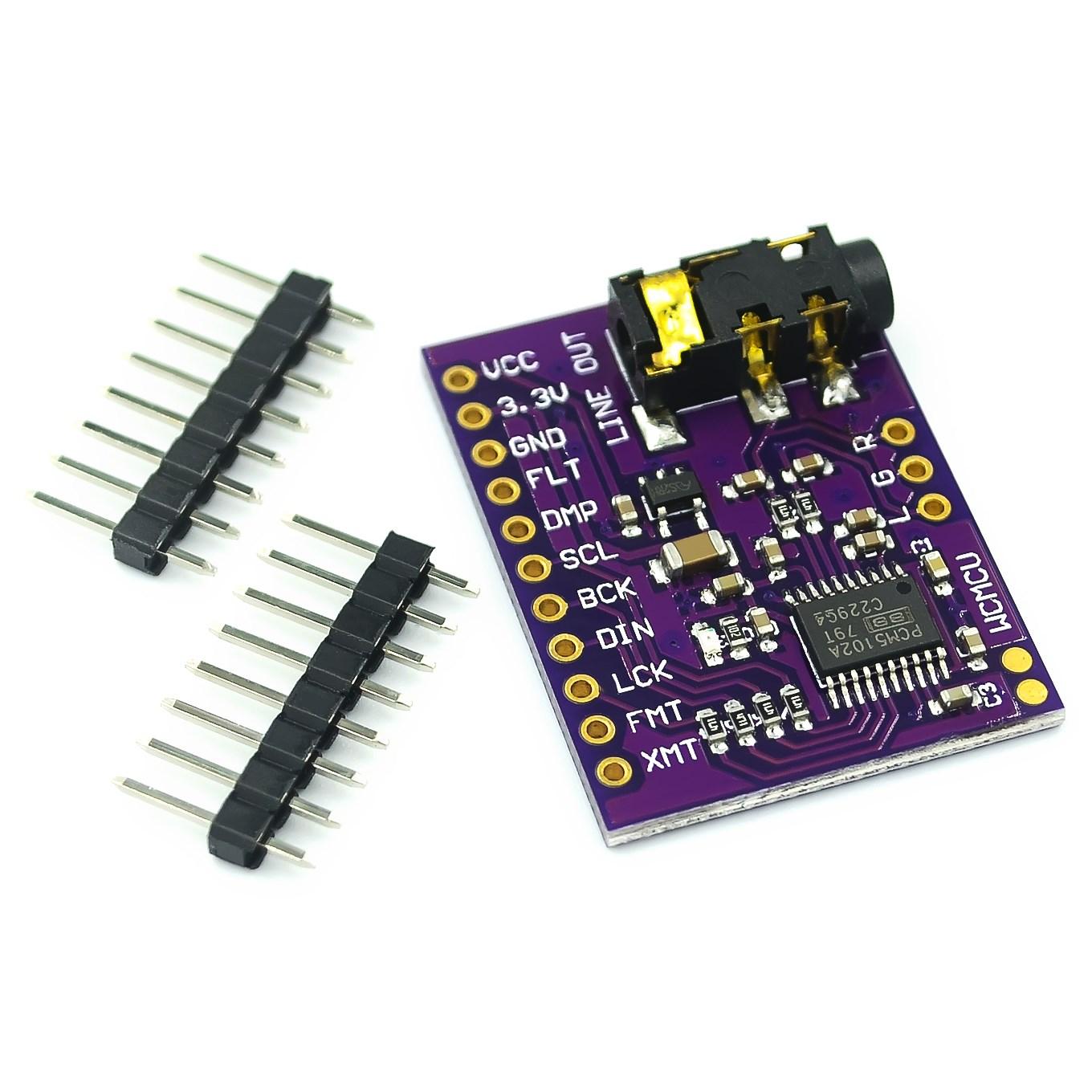 

PCM5102 PCM5102A GY-PCM5102 DAC Sound Card Board pHAT 3.5mm Stereo Jack 24 Bits Digital Audio Module for for Raspberry Pi Beyond
