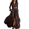 Women's Fashion Vintage Check Waist-cinching Slimming Asymmetrical Design Collar Long-sleeved Dress