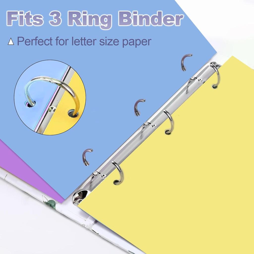3 Ring Binder Dividers with Tabs - 8-Tab Colorful Plastic Page Dividers for Letter Size (8.5x11), izable Index Tabs, 3 Sets | Reble Rainbow Binder