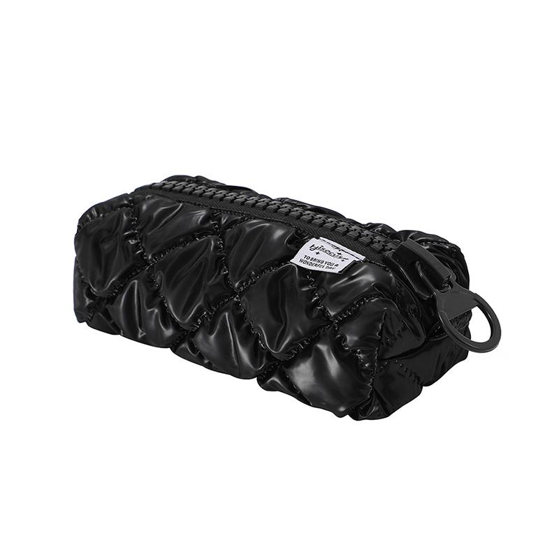Puffer Leather Pencil Case For Women Vanilla Aesthetic Pencil Pouch With Zipper Stationery Make Up Storage Bag