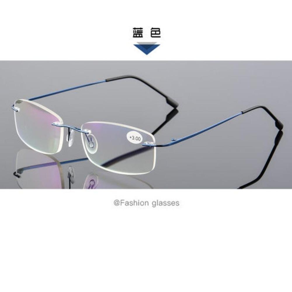

Женские очки для чтения без оправы с обрезанным краем, пресбиопические очки, анти-синий свет, анти-усталость, очки плюс, пресбиопия, прозрачные линзы +250 синий