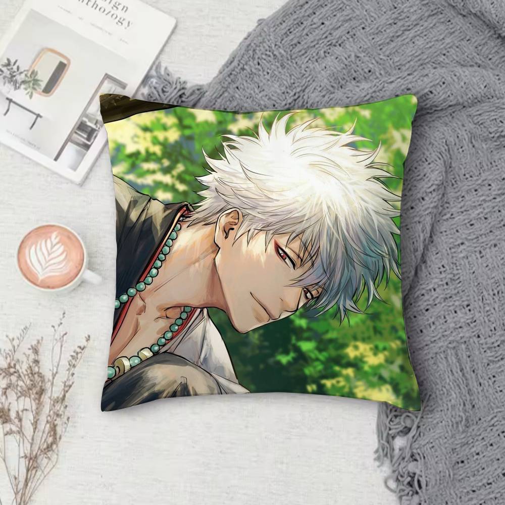 GGintama Anime  Doublesided Printed Square Pillow Cover Decorative Cushion Cover for Sofa Bedroom Bedside