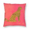 Chinoiserie Leopard Sitzt Hübsch Quadratische Kissenhülle Polyester Leinen Samt Kreativ Reißverschluss Dekorative Zierkissenhülle Heimbezug