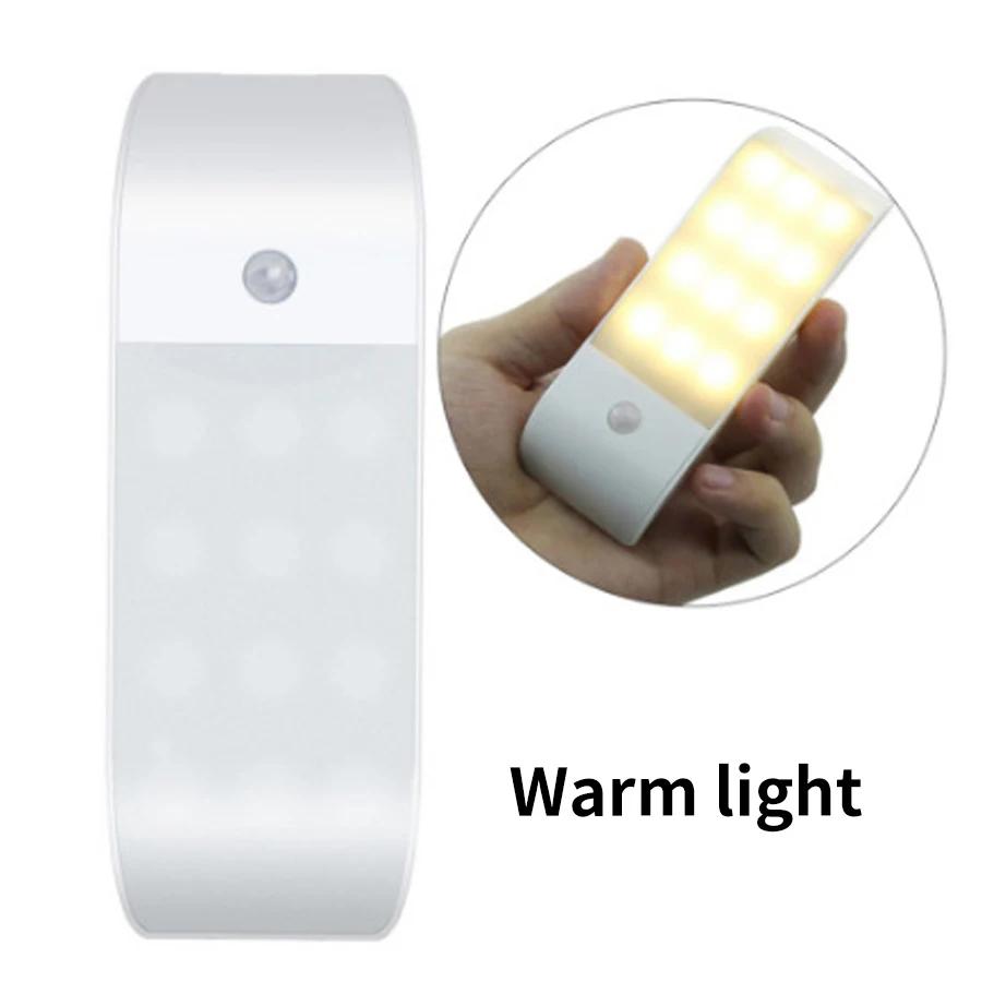 Motion Sensor LED Night Light Rechargeable Human Body Induction Magnetic Cabinet Lamp For Bedroom Wardrobe Closet Kitchen Stairs