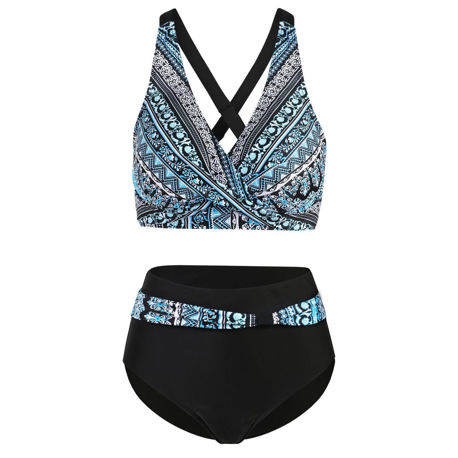 

Женский купальник с лямкой на бретельках и трусиками с высокой талией, разделенный купальник M