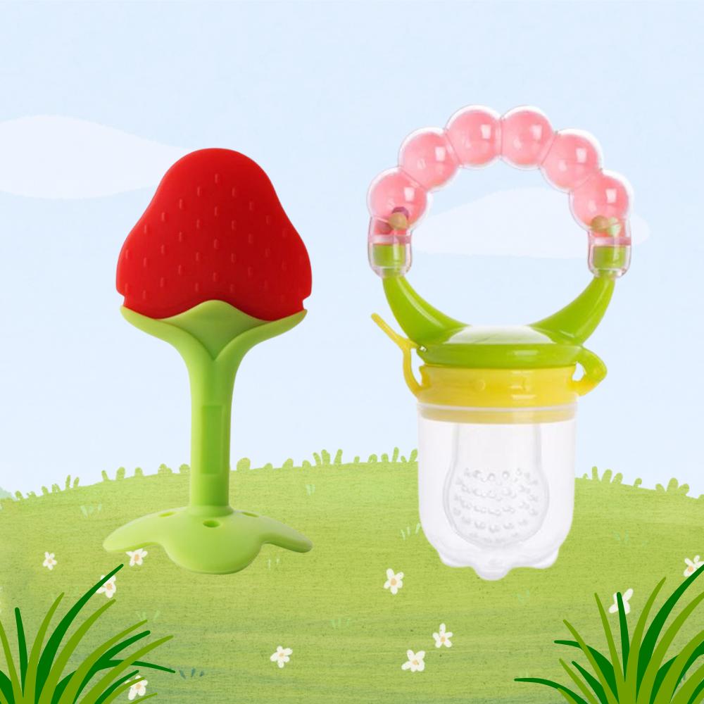 Baby Play & Teething Combo – Rattle Toy & Soft Silicone Teether (Pack of 2)