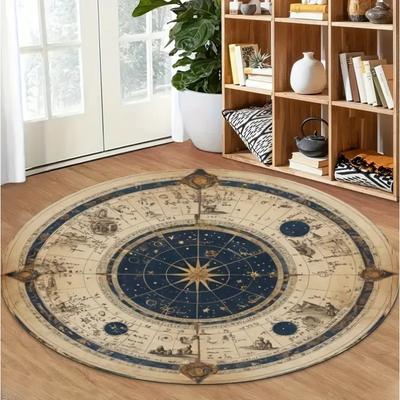 Kompassdruck Runder Bereichsteppich Schlafzimmer Küchenmatte Waschbar Innenboden Akzent Badezimmerteppich Wohnzimmer Homeoffice Flur