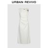 UR 2026 Women's Ruched Asymmetrical Neckline Dress