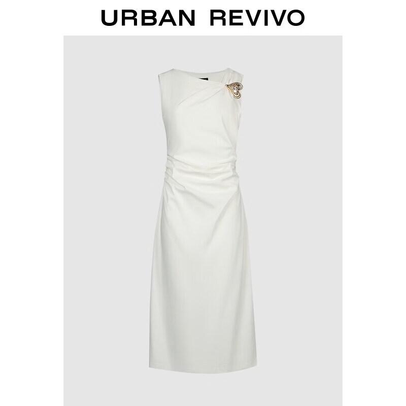 UR 2026 Women s Ruched Asymmetrical Neckline Dress L