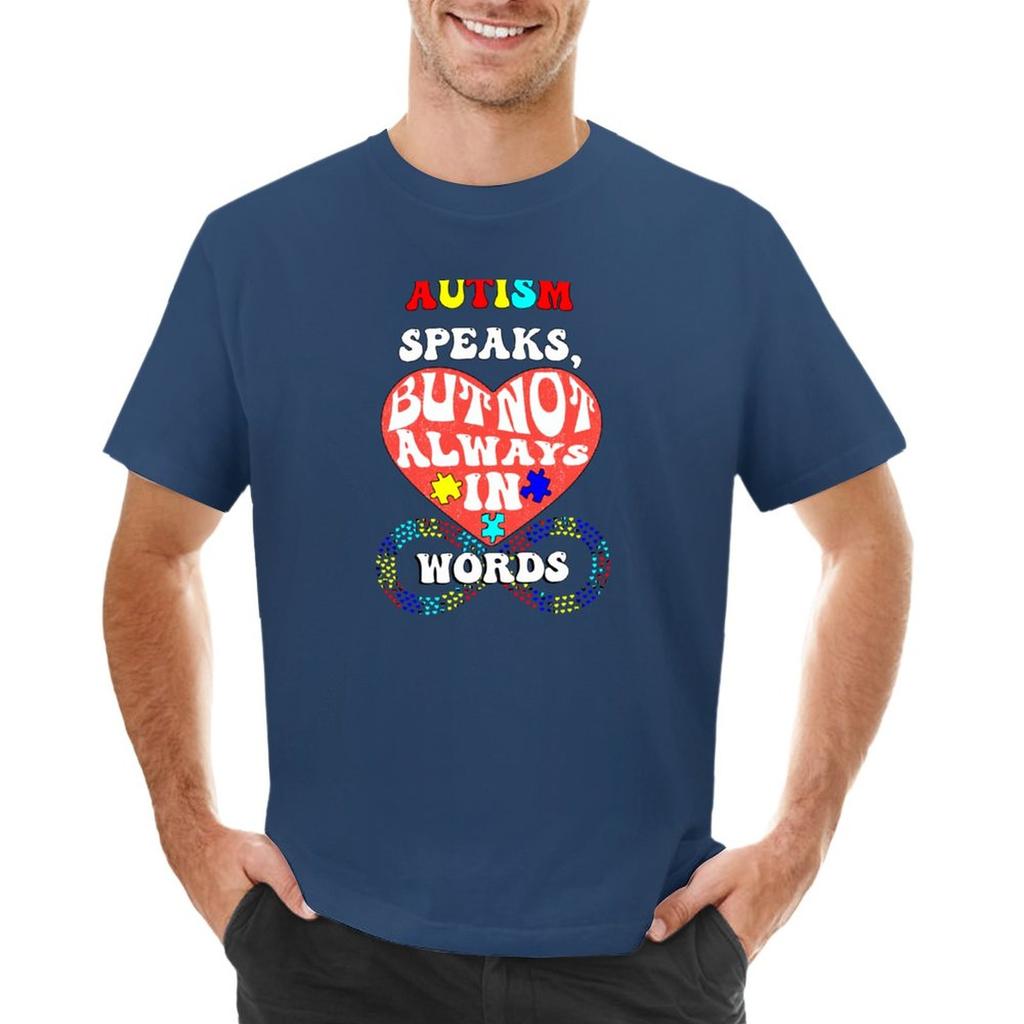 Autism talar, men inte alltid med ord T-shirt för autismmedvetenhet sommarkläder Unisexkläder