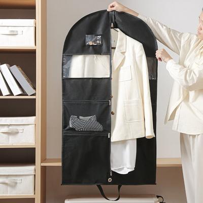 Garment Bag Smooth Zipper Breathable Fabric Mesh Pockets Clear Windows with Handle Hanging Closet Clothes Storage Organizer