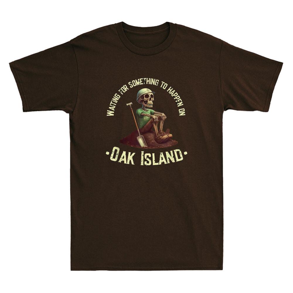 Oak Island Treasure Hunting Skeleton Funny Graphic Saying Vintage Unisexs Tshirt