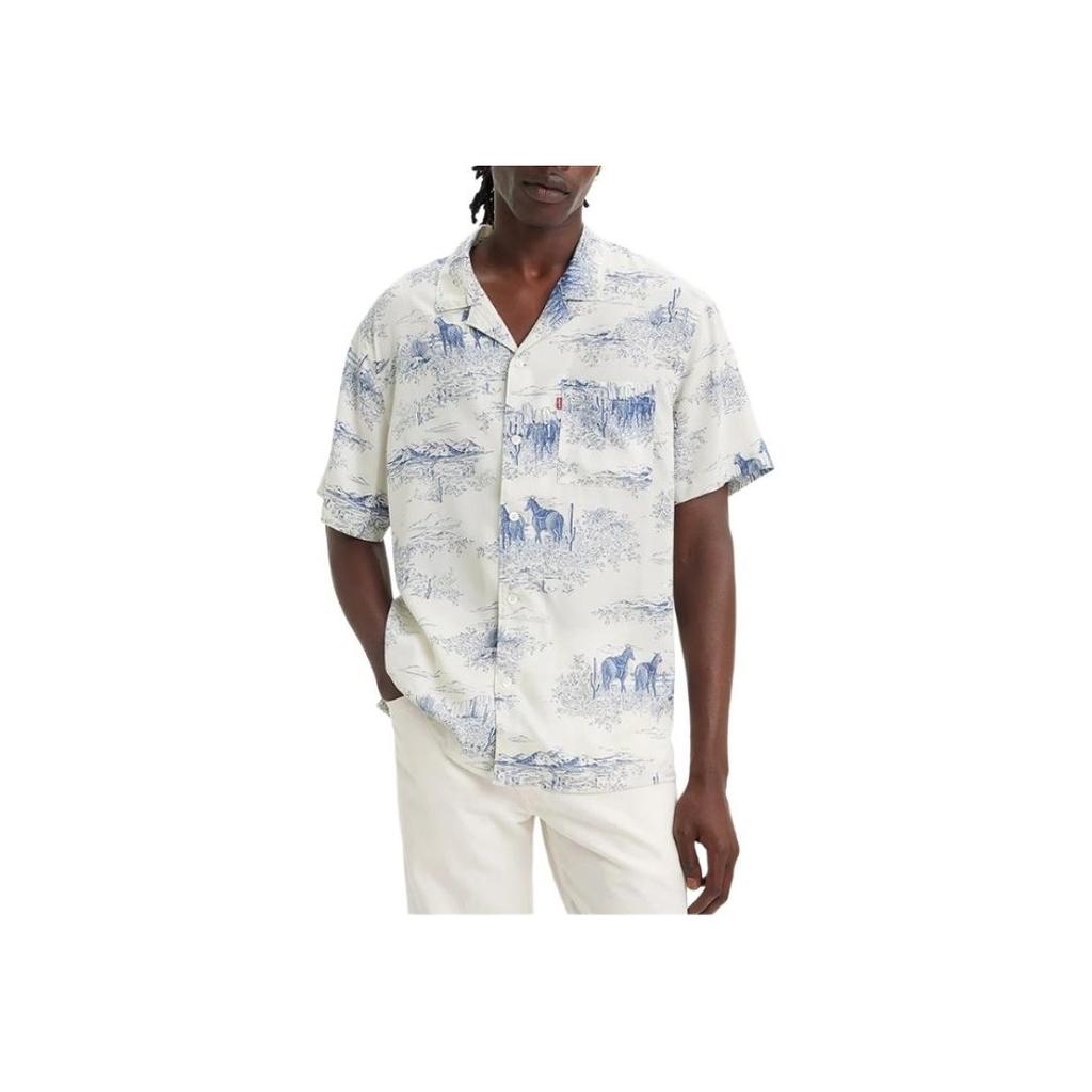 Levis Printed Short Sleeve Polo Shirt Men Shirts White 72625-0094