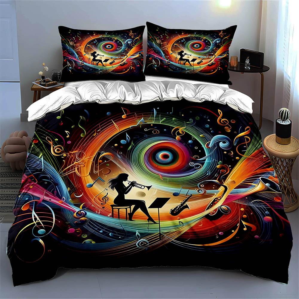 Musical swirl artwork. Bedding Duvet cover sets Duvet covers Pillowcases gifts (1 * Duvet Cover 2 * Pillowcases, without duvet insert)