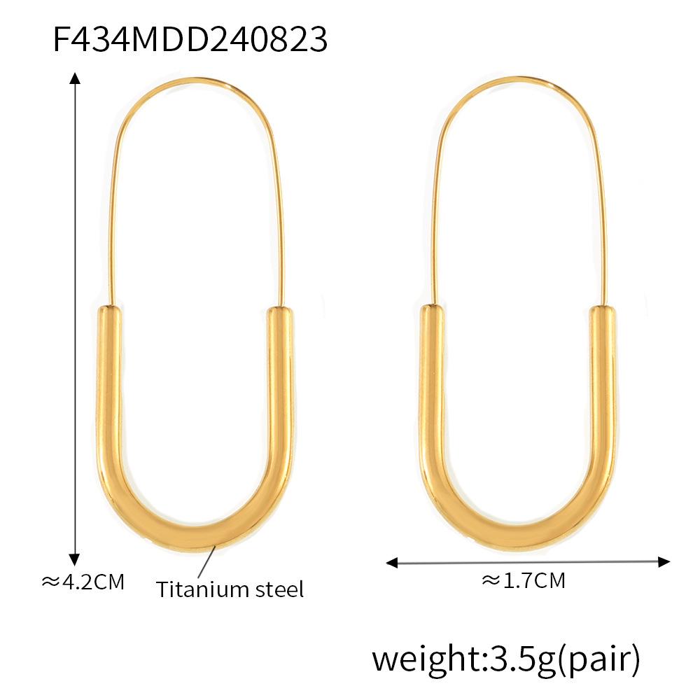 Gold 18k Plated Titanium Steel Paperclip Earrings - Modern European & American Style