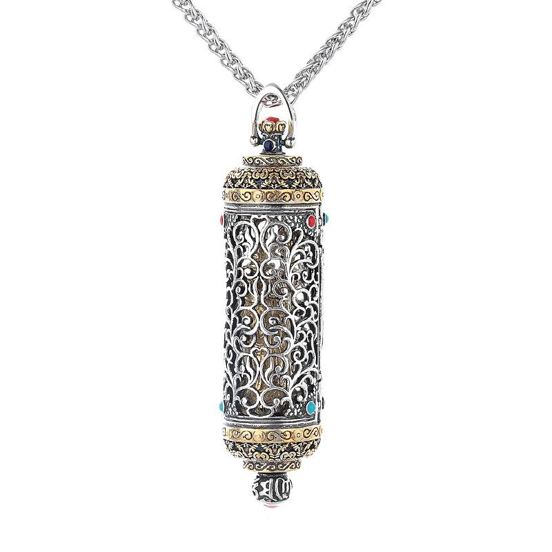 Collar Vintage Rey del Infierno Bodhisattva para Hombre Colgante de Doble Puerta que se Puede Abrir Collar Creativo Hueco Amuleto Masculino
