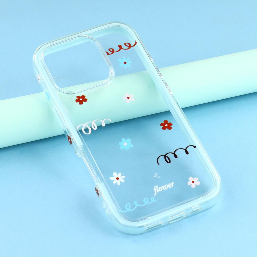 For iPhone 16 Pro Max Case Sunflower Series TPU+Acrylic Clear Phone Back Cover