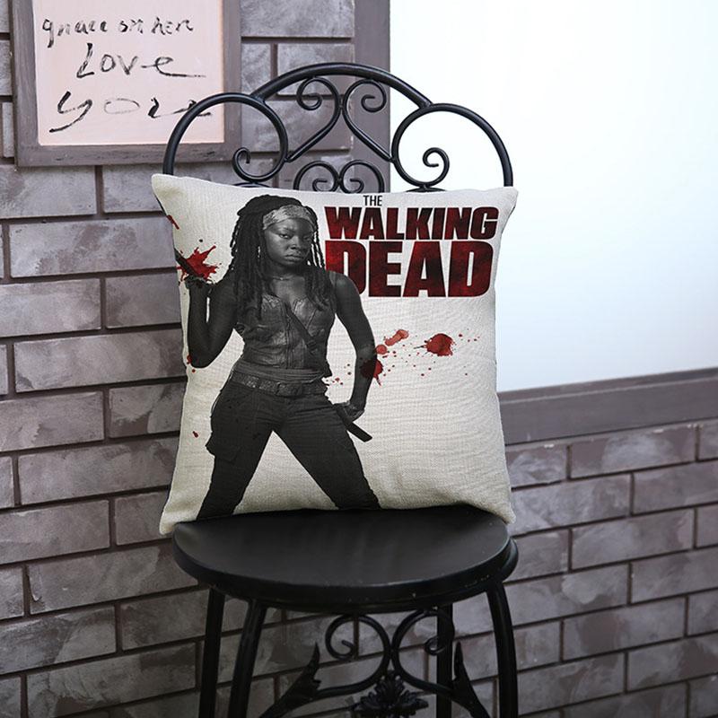The Walking Dead Print Decorative Pillows One Side Print Cotton Linen Cushion Cover 45X45Cm Woven Throw Cushion Pillow Cover
