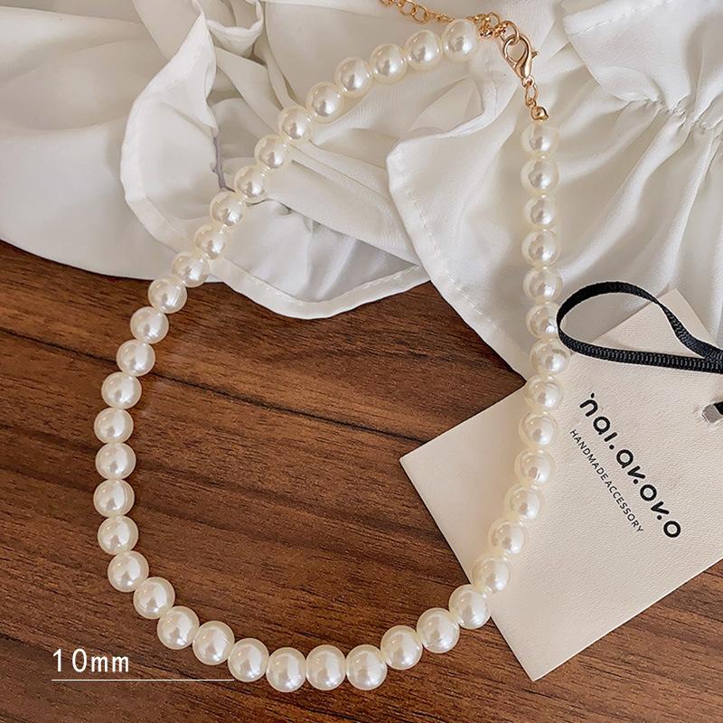 Light Luxury High-End Imitation Pearl Beaded Necklace Women'S Versatile Niche Design Collarbone Chain Summer Accessories