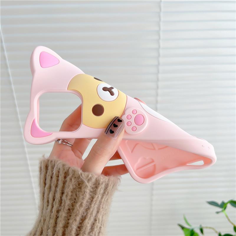 Coque anti-chute Cartoon Ours Fleur de Prunier pour iPhone 17/16/15 Pro Max et iPhone 14/13.