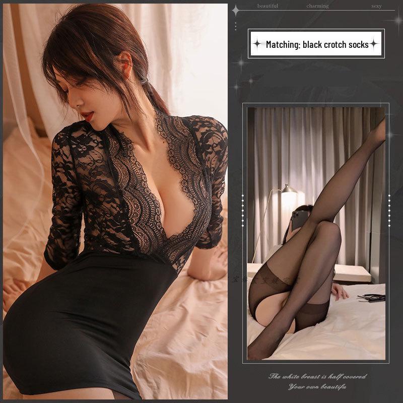 Seductive Lace Lingerie Set: Sheer Bodycon Skirt & Erotic Nightwear for Women