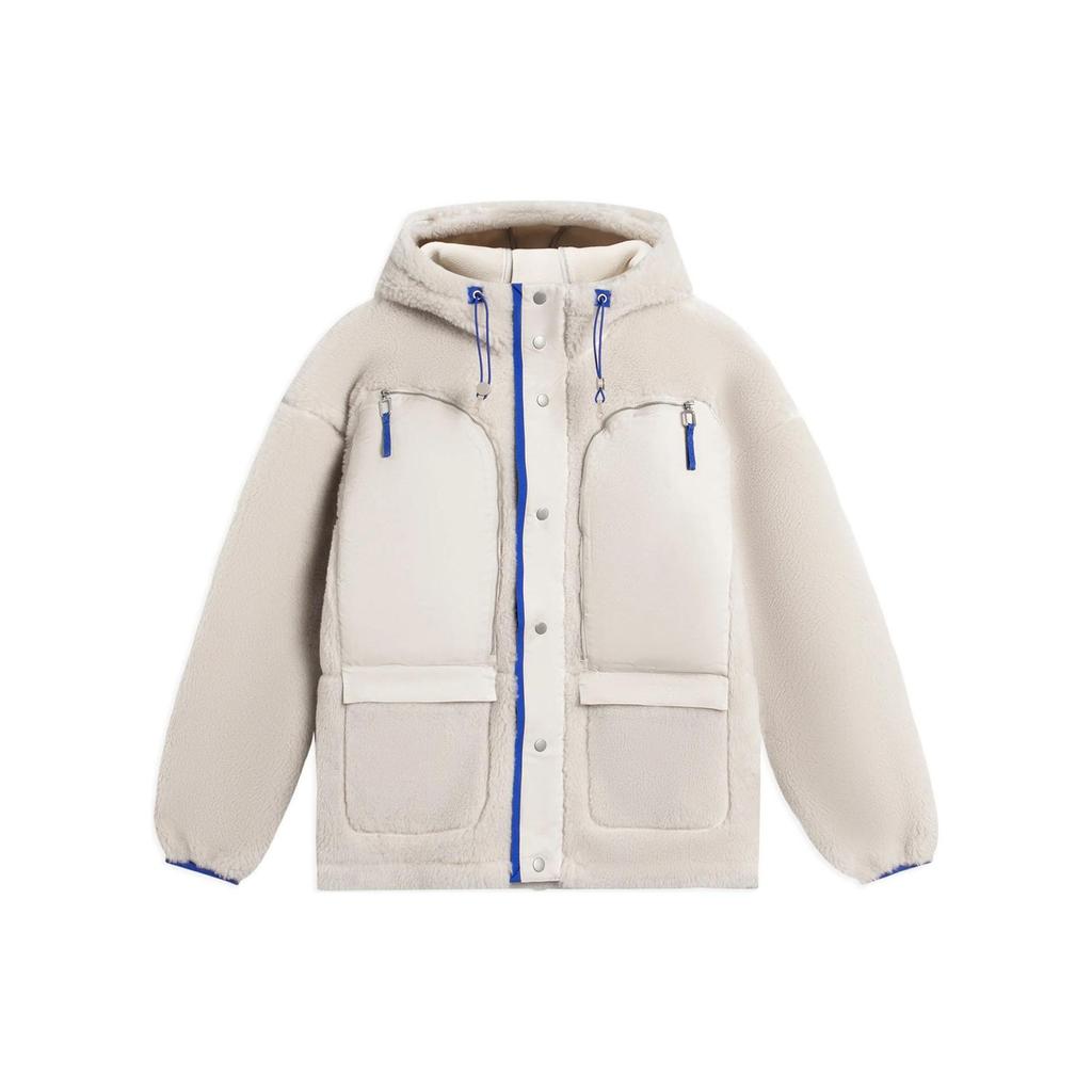 Li Ning Urban Nomad Hidden Zipper Hooded Cotton Jacket Men Jacket Oatmeal-Gray AFDSB33-3