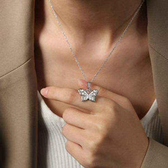 Qiong Yao Instagram-Inspired Butterfly Pendant Jewelry Set: Gold-Plated Stainless Steel Necklace & Dangle Earrings.