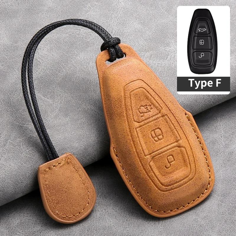 Leather 3 Buttons Car Flip Key Case Cover for Ford Figo 2017 Mondeo 5 Ecosport Puma 2020 Fiesta Mk8 Everest Ranger Protector Fob