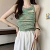 Summer Women's Rainbow Striped Knitted Camisole Sleeveless Short Bottoming Shirt Top Vest for Women