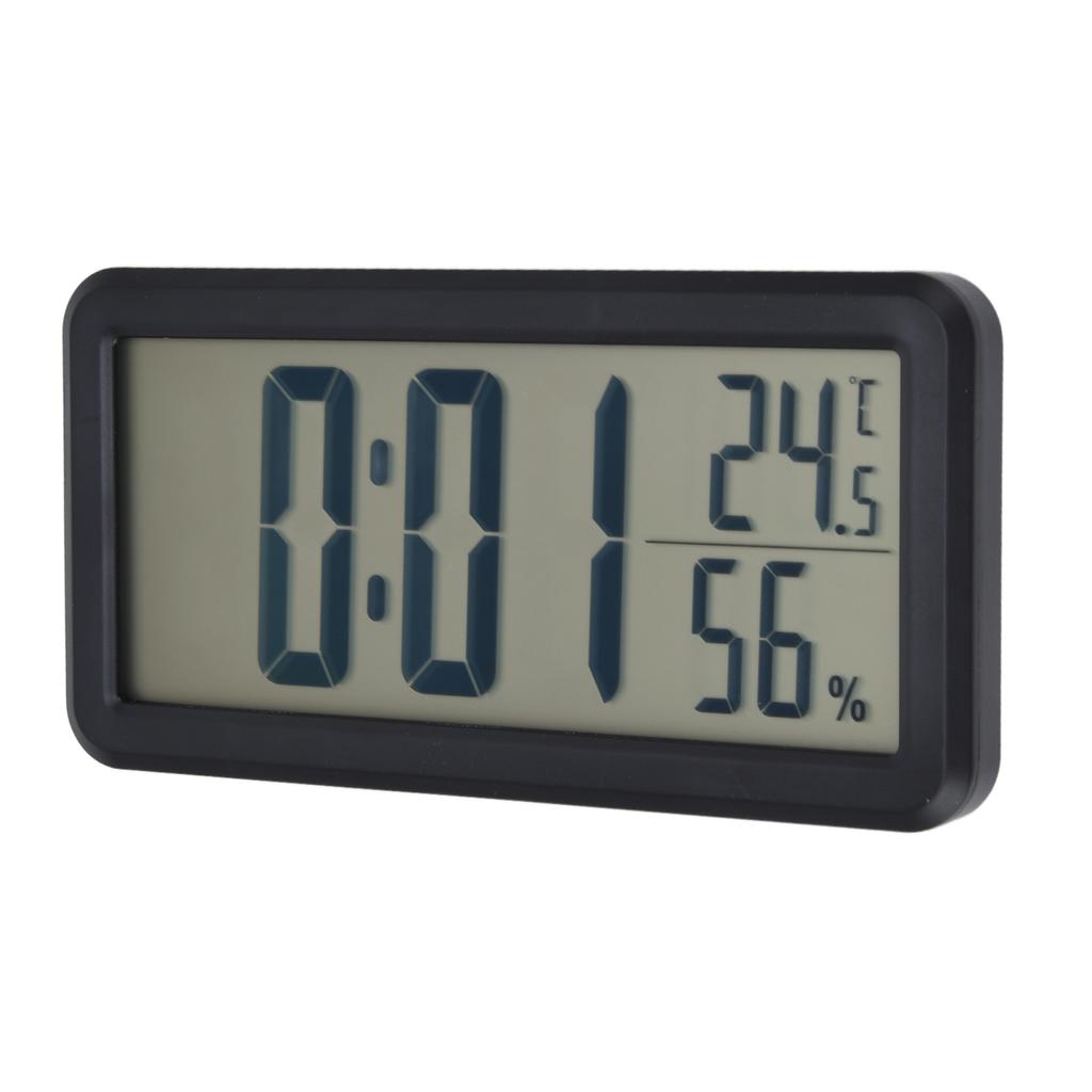 Digital Alarm Clock Portable Black Temperature Humidity Wall Mounted LCD Digital Electronic Clock for Dormitory Desktop