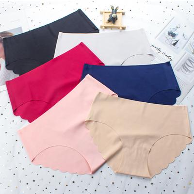 Sexy Mid Rise Women's Underwear One Piece Ice Silk Seamless Triangle Panties
