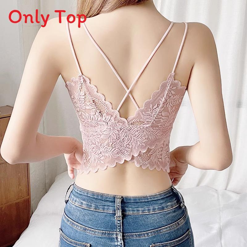 Damen Spitze Rückenfrei Überkreuz Camisole Mit Gepolstertem Halt Für Frühjahrsmode
