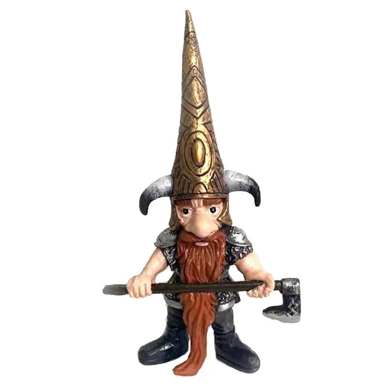 

Новый креативный бородатый гном-рыцарь в полном шлеме, держащий меч, гном-воин, домашний декор, садовая статуэтка, украшение из смолы 6x4x18cm