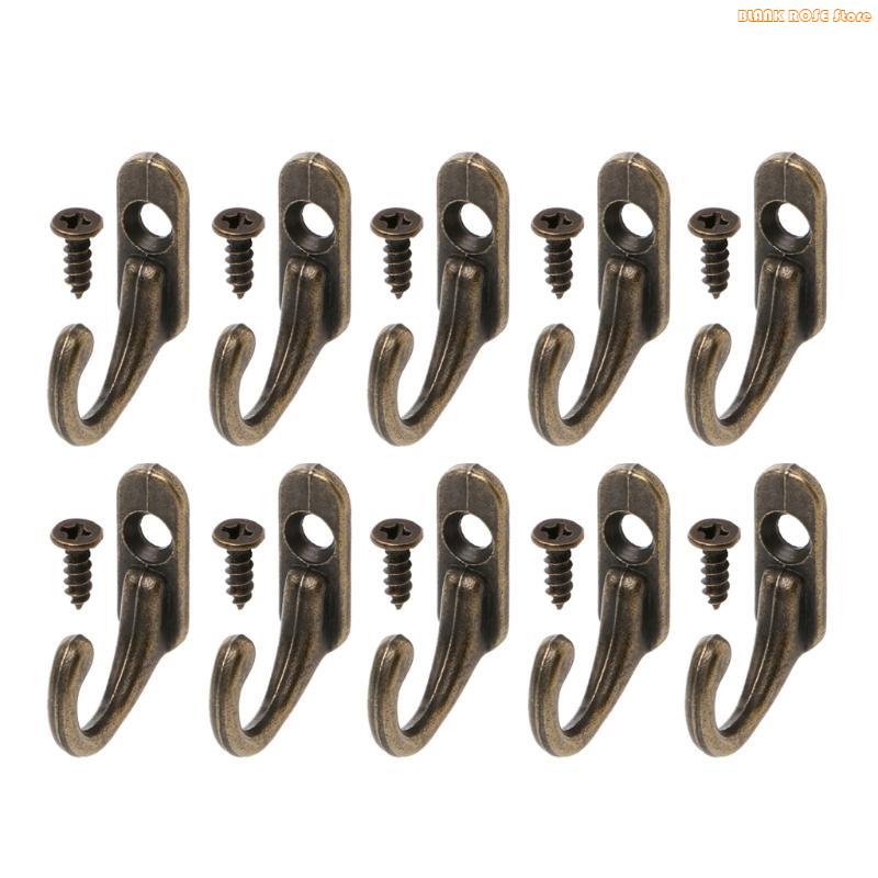 K1AE 10x Zinc Alloy Coat Hooks Vintage Bronze Hangers Wall Hooks Small Entryway Hooks