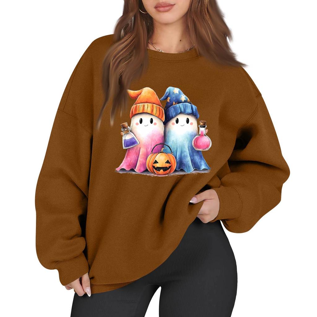 Women's Casual Fashion Long Sleeve Printed Round Neck Sweatshirt Top