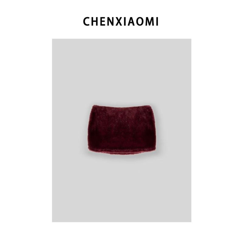 

[Honey Mjhome] Вишнево-розовый Персиковый Модный Сексуальный Повседневный Пояс Защитные Шорты Юбка Коробчатого Типа Меховая 25/Q097 Ankoala Red M