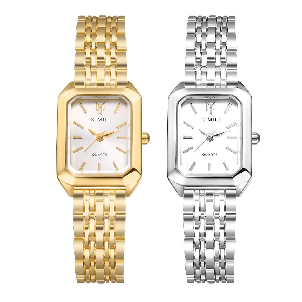 Waterproof Wristwatch with Square Bar Simple Quartz Stainless Unidirectional Perfect Gift for Birthdays Silver Women's Dial, Indexes, Movement, Steel,