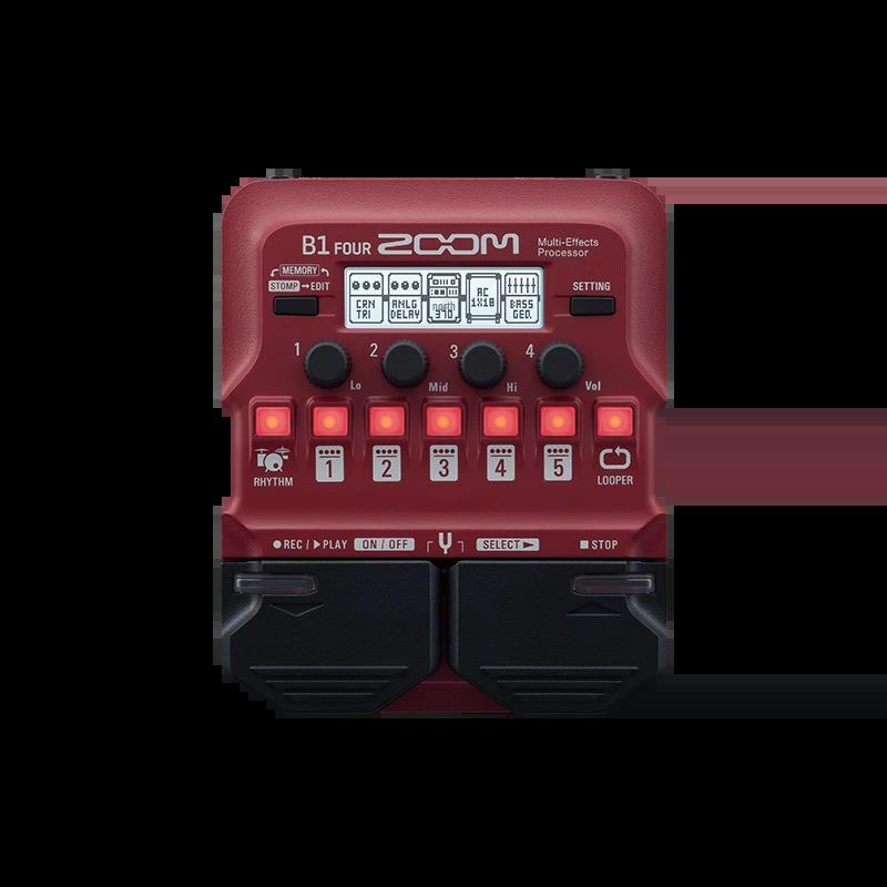 Elektrická kytara a basová efektová jednotka: ZOOM G1 ČTYŘI a G1X ČTYŘI, B1 a B1X ČTYŘI.