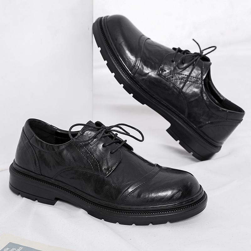 Business Casual Leather Shoes, Spring-autumn Formal Business British Style Leather Shoes, Low-top Casual Lace-up Leather Shoes