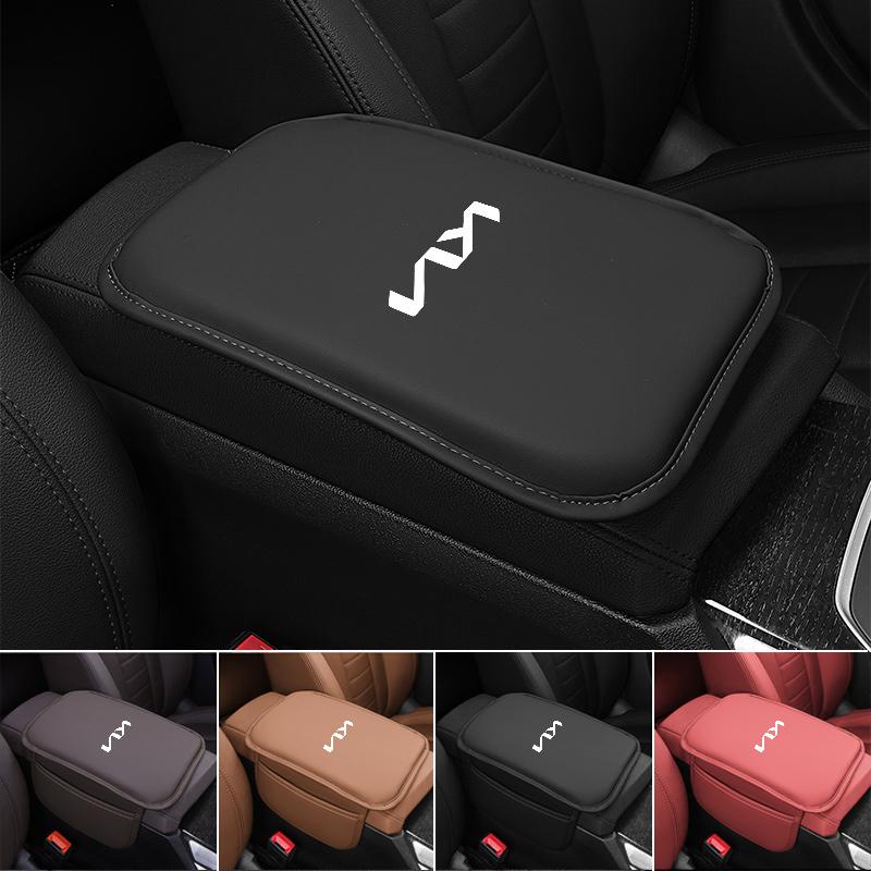 AQXP3 Leather Car Armrest Cushion Storage Box Cover Pad For KIA Rio Soul Seltos Forte K5 K3 Niro Sorento Stinger Sportage Accessories