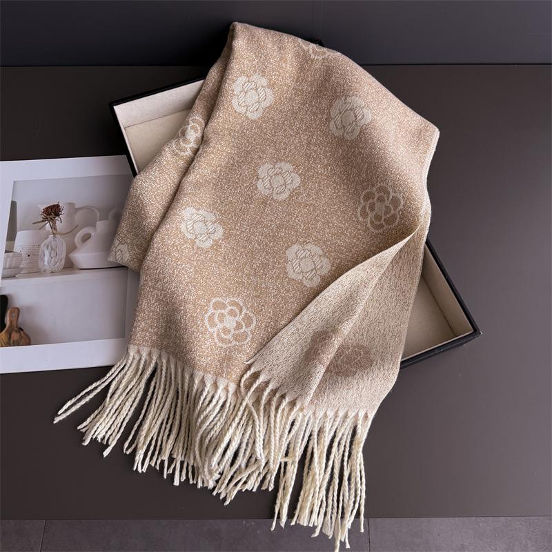 

Luxury Floral Print Cashmere Scarf Women Warm Winter Pashmina Shawl Wrap Elegant Female Blanket Stoles Designer Ethnic Hijab