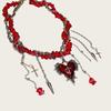 Gravel Bead Love Double Layer Choker Korean Y2K Style Metal Clavicle Chain  Cosplay
